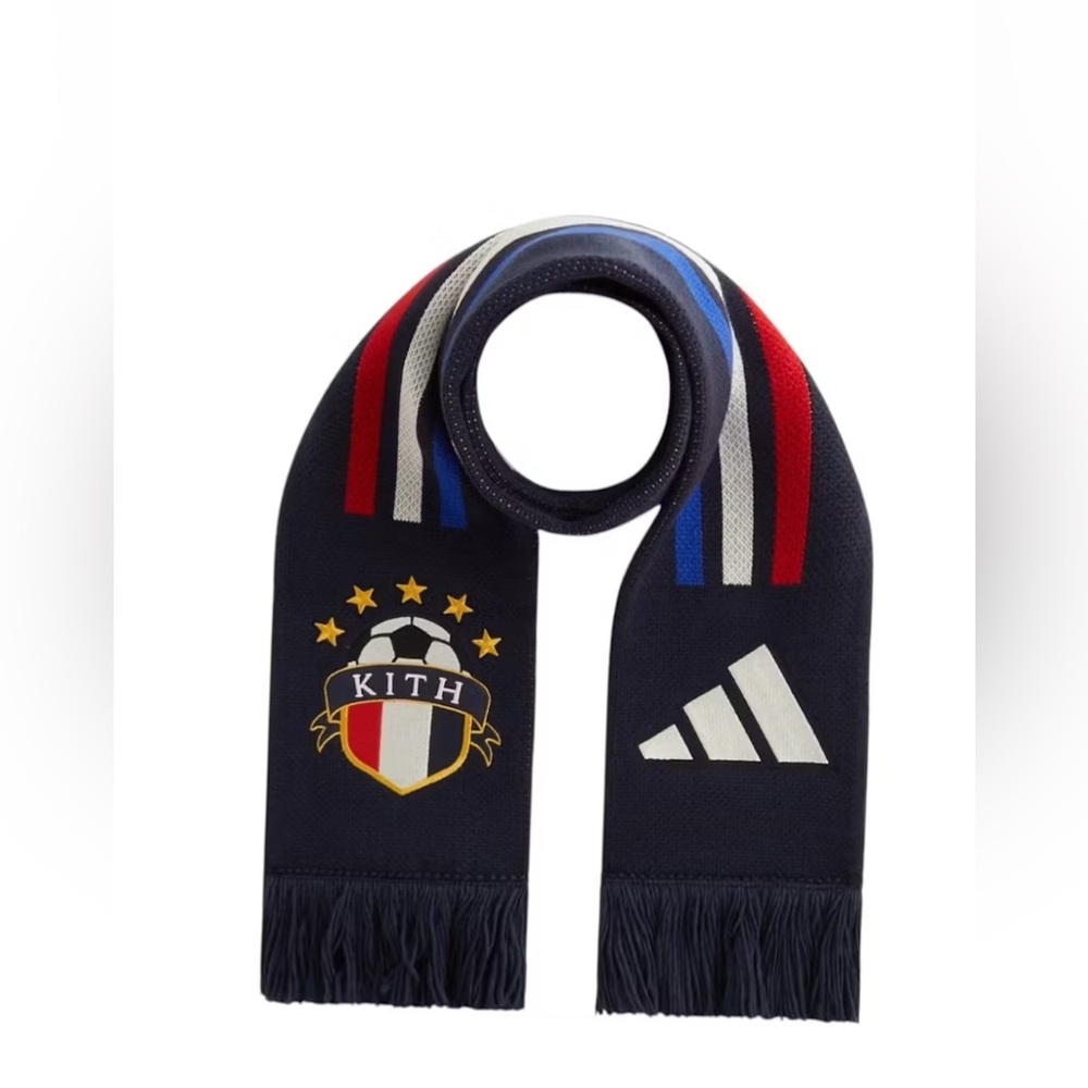 Kith Dark Blue Scarf with Red and White Accents